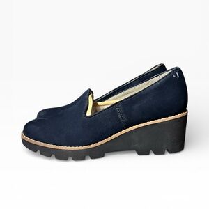🌻NEW w/box Vionic Willa Wedge Women’s Navy Blue Suede Slip-On Loafers Size 7